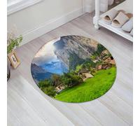 JHAOUNUK Tappeto Bagno Super Assorbente Tappetino per Doccia Microfibra,Asciugatura Rapida Tappetino Doccia per,Fattoria, città sulle rocce sullo sfondo della cascata Cime europee luce del sol,60x60cm