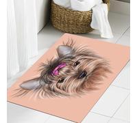 JHAOUNUK Tappeto Bagno Super Assorbente Tappetino per Doccia Microfibra,Asciugatura Rapida Tappetino Doccia per,Ritratto illustrativo di un cane domestico. Graziosa testa di Yorkshire Terrier,60x90cm