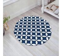JHAOUNUK Tappeto Bagno Super Assorbente Tappetino per Doccia Microfibra,Asciugatura Rapida Tappetino Doccia per,Blu marino, cerchi vintage con figure ovali rotonde sovrapposte, vecchie,60x60cm