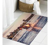 JHAOUNUK Tappeto Bagno Super Assorbente Tappetino per Doccia Microfibra,Asciugatura Rapida Tappetino Doccia per,Cavalli, galoppo di cavalli nel lago Spirit Winds emblema di libertà e stabilità,60x90cm