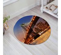 JHAOUNUK Tappeto Bagno Super Assorbente Tappetino per Doccia Microfibra,Asciugatura Rapida Tappetino Doccia per,New York, Manhattan Bridge con luci notturne sul fiume Hudson Brooklyn, Blue Ora,60x60cm