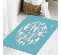 JHAOUNUK Tappeto Bagno Super Assorbente Tappetino per Doccia Microfibra,Asciugatura Rapida Tappetino Doccia per,Scarabocchio comunità di pesciolini che nuotano nella stanza dei bambini cartone,60x90cm