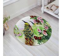 JHAOUNUK Tappeto Bagno Super Assorbente Tappetino per Doccia Microfibra,Asciugatura Rapida Tappetino Doccia per,Una coppia di pavoni su un ramo di ciliegio. Olio su tela.,60x60cm