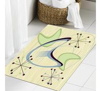 JHAOUNUK Tappeto Bagno Super Assorbente Tappetino per Doccia Microfibra,Asciugatura Rapida Tappetino Doccia per,motivo di sfondo atomico retrò vintage in stile moderno di metà secolo anni '50,60x90cm