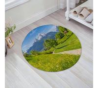 JHAOUNUK Tappeto Bagno Super Assorbente Tappetino per Doccia Microfibra,Asciugatura Rapida Tappetino Doccia per,Decorazione dell'appartamento, paesaggio primaverile sulle Alpi con erba fiorita,60x60cm