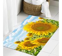 JHAOUNUK Tappeto Bagno Super Assorbente Tappetino per Doccia Microfibra,Asciugatura Rapida Tappetino Doccia per,grande girasole in fiore in dettaglio su uno sfondo di campo con girasoli e ciel,60x90cm