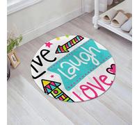 JHAOUNUK Tappeto Bagno Super Assorbente Tappetino per Doccia Microfibra,Asciugatura Rapida Tappetino Doccia per,Vivi, ridi, ama, decora, frecce dei cartoni animati dai colori vivaci con geomet,60x60cm