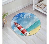 JHAOUNUK Tappeto Bagno Super Assorbente Tappetino per Doccia Microfibra,Asciugatura Rapida Tappetino Doccia per,Spiaggia, illustrazione realistica Faro su una spiaggia calma che vola,60x60cm