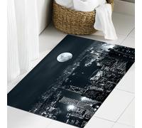 JHAOUNUK Tappeto Bagno Super Assorbente Tappetino per Doccia Microfibra,Asciugatura Rapida Tappetino Doccia per,Vista aerea moderna della città di Hong Kong di notte con architettura mistica d,60x90cm