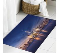 JHAOUNUK Tappeto Bagno Super Assorbente Tappetino per Doccia Microfibra,Asciugatura Rapida Tappetino Doccia per,Città, New York Skyline Manhattan Dopo il tramonto Metropoli Centro città Panora,60x90cm