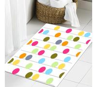 JHAOUNUK Tappeto Bagno Super Assorbente Tappetino per Doccia Microfibra,Asciugatura Rapida Tappetino Doccia per,Grunge, motivo retrò revival con cerchi e colori,60x90cm