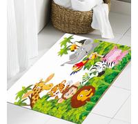 JHAOUNUK Tappeto Bagno Super Assorbente Tappetino per Doccia Microfibra,Asciugatura Rapida Tappetino Doccia per,Raccolta di cartoni animati di animali felici nella giungla,60x90cm