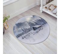 JHAOUNUK Tappeto Bagno Super Assorbente Tappetino per Doccia Microfibra,Asciugatura Rapida Tappetino Doccia per,Vecchia fattoria in montagna. Mattina invernale nebbiosa.,60x60cm