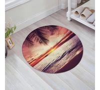 JHAOUNUK Tappeto Bagno Super Assorbente Tappetino per Doccia Microfibra,Asciugatura Rapida Tappetino Doccia per,Palma, spiaggia tropicale all'ombra al tramonto. Onde dell'oceano. Serenità nel,60x60cm
