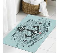 JHAOUNUK Tappeto Bagno Super Assorbente Tappetino per Doccia Microfibra,Asciugatura Rapida Tappetino Doccia per,Etichetta vintage disegnata a mano con una scritta, un'ancora e un nastro. Quest,60x90cm