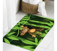 JHAOUNUK Tappeto Bagno Super Assorbente Tappetino per Doccia Microfibra,Asciugatura Rapida Tappetino Doccia per,illustrazione una scimmia marrone nella giungla,60x90cm