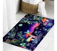 JHAOUNUK Tappeto Bagno Super Assorbente Tappetino per Doccia Microfibra,Asciugatura Rapida Tappetino Doccia per,Foresta magica con un enorme fiume di funghi e una mistica luce viola. Illustraz,60x90cm