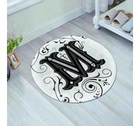 JHAOUNUK Tappeto Bagno Super Assorbente Tappetino per Doccia Microfibra,Asciugatura Rapida Tappetino Doccia per,Lettera M, disegno ornamentale astratto in schema di colori scuri, vortici e lin,60x60cm