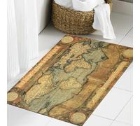JHAOUNUK Tappeto Bagno Super Assorbente Tappetino per Doccia Microfibra,Asciugatura Rapida Tappetino Doccia per,mappa del tesoro invecchiata righello corda e vecchia bussola in ottonem,50x80cm