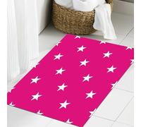 JHAOUNUK Tappeto Bagno Super Assorbente Tappetino per Doccia Microfibra,Asciugatura Rapida Tappetino Doccia per,Motivo rosa acceso, simmetrico con stelle bianche. Motivo da ragazzina. Bellissi,60x90cm