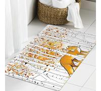 JHAOUNUK Tappeto Bagno Super Assorbente Tappetino per Doccia Microfibra,Asciugatura Rapida Tappetino Doccia per,Paesaggio forestale con betulle e colorate foglie autunnali che cadono, illustra,60x90cm