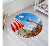 JHAOUNUK Tappeto Bagno Super Assorbente Tappetino per Doccia Microfibra,Asciugatura Rapida Tappetino Doccia per,vecchia barca vichinga in legno con le vele drakkar sulla riva del fiordo in Nor,60x60cm