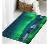JHAOUNUK Tappeto Bagno Super Assorbente Tappetino per Doccia Microfibra,Asciugatura Rapida Tappetino Doccia per,Iceberg sotto l'aurora boreale,60x90cm