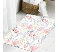 JHAOUNUK Tappeto Bagno Super Assorbente Tappetino per Doccia Microfibra,Asciugatura Rapida Tappetino Doccia per,Torcia giapponese in terracotta con fiore di pesce rosso,60x90cm