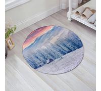 JHAOUNUK Tappeto Bagno Super Assorbente Tappetino per Doccia Microfibra,Asciugatura Rapida Tappetino Doccia per,Inverno, calmo, scenografico scenario dell'alba nell'ambiente di campagna dei Mo,60x60cm