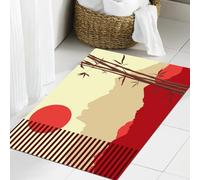 JHAOUNUK Tappeto Bagno Super Assorbente Tappetino per Doccia Microfibra,Asciugatura Rapida Tappetino Doccia per,Illustrazione di un bambù e del sole nel cielo con le nuvole.,60x90cm