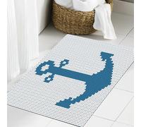 JHAOUNUK Tappeto Bagno Super Assorbente Tappetino per Doccia Microfibra,Asciugatura Rapida Tappetino Doccia per,Design dell'ancora in stile digitale cucito a rete sicuro (2),60x90cm