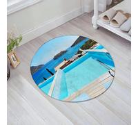 JHAOUNUK Tappeto Bagno Super Assorbente Tappetino per Doccia Microfibra,Asciugatura Rapida Tappetino Doccia per,Arredamento per la casa, Hotel con piscina con vista sull'isola di Creta Grecia,60x60cm