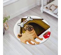 JHAOUNUK Tappeto Bagno Super Assorbente Tappetino per Doccia Microfibra,Asciugatura Rapida Tappetino Doccia per,Cane davanti a casa sua con una ciotola di cibo,60x60cm
