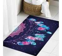 JHAOUNUK Tappeto Bagno Super Assorbente Tappetino per Doccia Microfibra,Asciugatura Rapida Tappetino Doccia per,Acchiappasogni talismano nativo americano indiano disegnato a mano con piume. Il,60x90cm