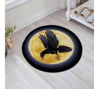 JHAOUNUK Tappeto Bagno Super Assorbente Tappetino per Doccia Microfibra,Asciugatura Rapida Tappetino Doccia per,Corvo nero che vola sullo sfondo di una luna piena,60x60cm