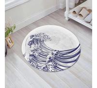 JHAOUNUK Tappeto Bagno Super Assorbente Tappetino per Doccia Microfibra,Asciugatura Rapida Tappetino Doccia per,Una grande onda orientale giapponese in uno stile xilografico inciso e retrò d'e,60x60cm