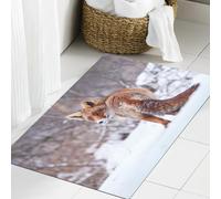 JHAOUNUK Tappeto Bagno Super Assorbente Tappetino per Doccia Microfibra,Asciugatura Rapida Tappetino Doccia per, Campagna Paesaggio innevato Animale selvatico peloso Caccia Volpino d,60x90cm