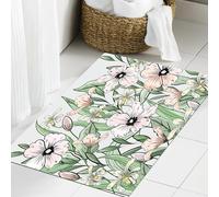 JHAOUNUK Tappeto Bagno Super Assorbente Tappetino per Doccia Microfibra,Asciugatura Rapida Tappetino Doccia per,Bellissimo disegno vettoriale di un motivo a fiori e foglie verdi, scarabocchio,60x90cm