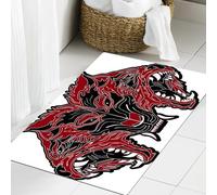 JHAOUNUK Tappeto Bagno Super Assorbente Tappetino per Doccia Microfibra,Asciugatura Rapida Tappetino Doccia per,testa di cerbero logo dall'inferno pronto a combattere,60x90cm