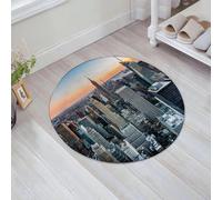 JHAOUNUK Tappeto da bagno morbido, 60 x 60 cm, arte da parete a tema New York City, immagine al quarzo rosa, Manhattan, skyline Tramo, antiscivolo, lavabile, morbido tappeto da bagno assorbente