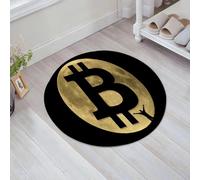 JHAOUNUK Tappeto da bagno morbido, 60 x 60 cm, motivo: la luna, un segno bitcoin e una figura umana. Formato vettoriale, antiscivolo, lavabile, tappetino da bagno assorbente