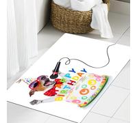 JHAOUNUK Tappeto da bagno morbido 60 x 90 cm, Jack Russell Cane come sorpresa, canto di compleanno come karaoke, antiscivolo, lavabile, tappetino da bagno assorbente