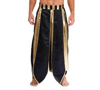 Jhaoyu Costume da uomo indiano maxi gonna araba principe arabo raso metallizzato gonna egiziana carnevale costume uomo baggy yoga hippie nero L