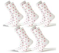 JhavexToy Calze Mi-Gambe Donna Bianche con Cuori Rossi - 5 Coppie Taglia 36-40 Cotone Crew - Morbide Respiranti, Accessorio Stylish & Charmante per San Valentino, Quotidiano, Sport & Ocasioni Casual