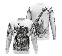 JHBTFQ Felpa con Cappuccio Odino, Stampato in 3D Miti Norreni Ascia Corvo Lupo Orso Runa Bianco Primavera e Autunno Pullover per Uomo Donna,Sweatshirt,L