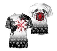 JHBTFQ Maglietta Odin per Uomo Mitologia Norrena Stampa Poliestere Estate Ultra Sottile Maniche Corte Camicia Pullover,Aegishjalmur,L