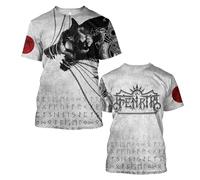 JHBTFQ Maglietta Odin per Uomo Mitologia Norrena Stampa Poliestere Estate Ultra Sottile Maniche Corte Camicia Pullover,Fenrir,M