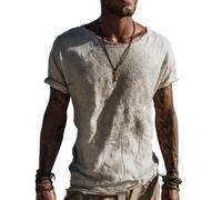 JHBTFQ Maglietta Viking per Uomo Yggdrasil/Albero della Vita Stampa 3D Estate Lino Maniche Corte Medievale Nordico Regalo,Helm of awe,L