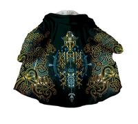JHBTFQ Mantello Vichingo Lunghezza Media Inverno Imbottito Caldo Cappa con Cappuccio Accappatoio Stampa 3D Mitologia Nordica Faux Cashmere Giacca Unisex,Web of wyrd,L