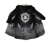 JHBTFQ Mantello Vichingo Lunghezza Media Inverno Imbottito Caldo Cappa con Cappuccio Accappatoio Stampa 3D Mitologia Nordica Faux Cashmere Giacca Unisex,Odin Raven,XXL